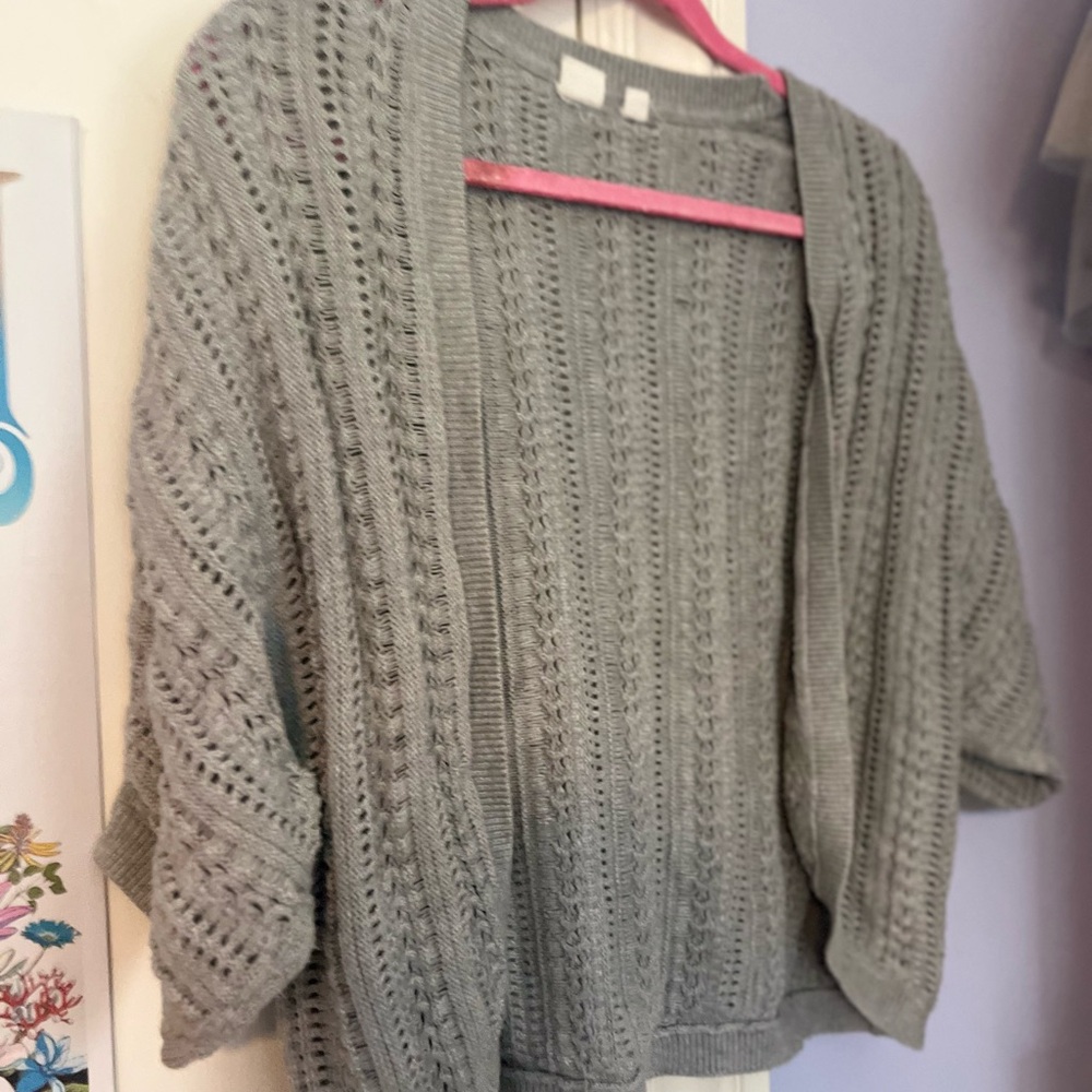 GAP Women's Light Gray Open Knit Cardigan